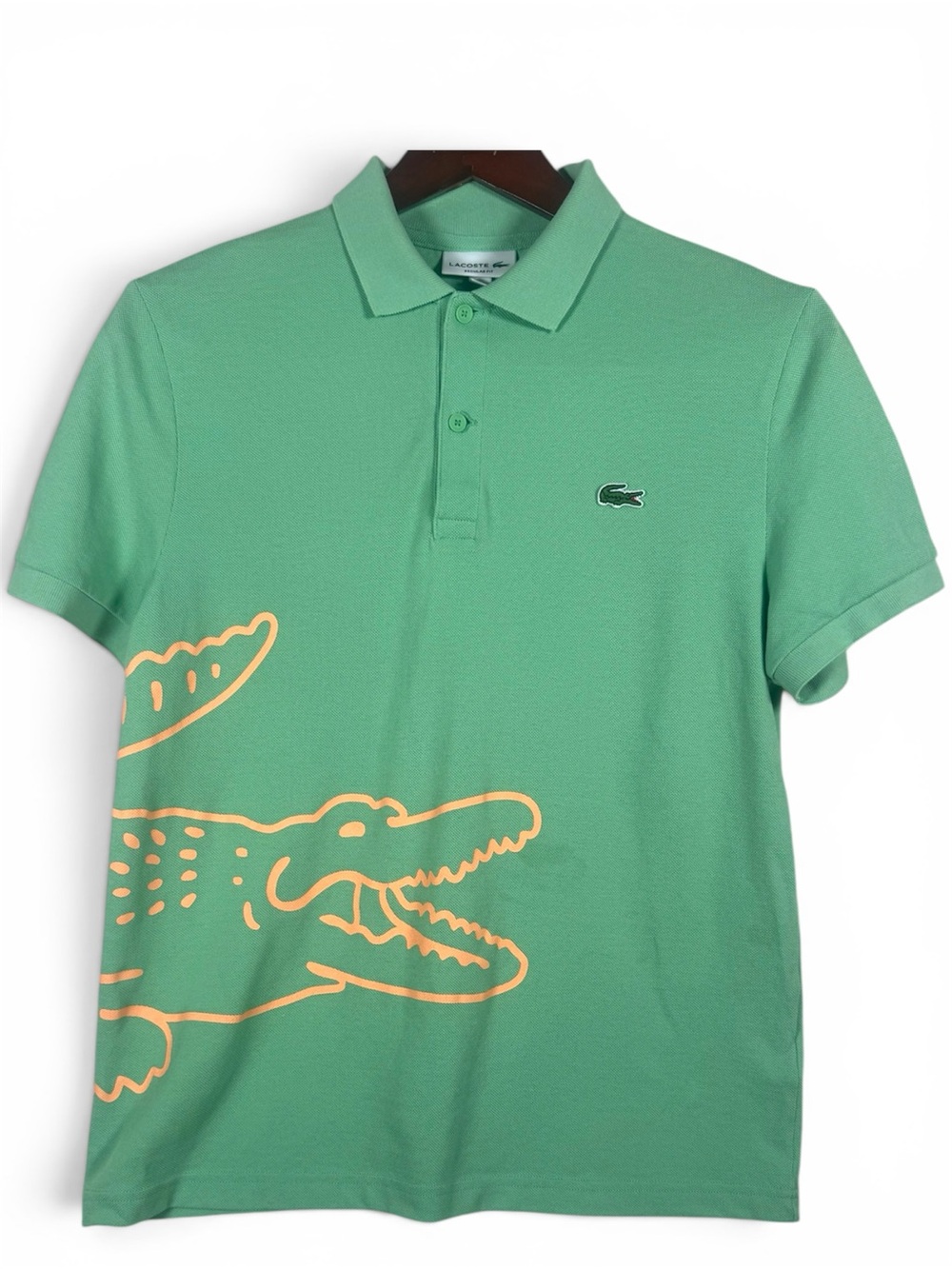 Lacoste Polo Shirt Men’s Large FR5 Green Big Crocodile Graphic